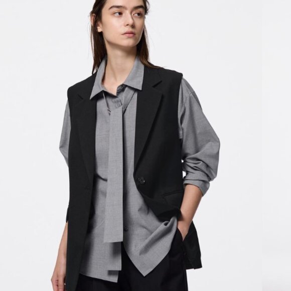 GU - Oversized Unisex Tailored Black Vest - SZ XL - Picture 4 of 14